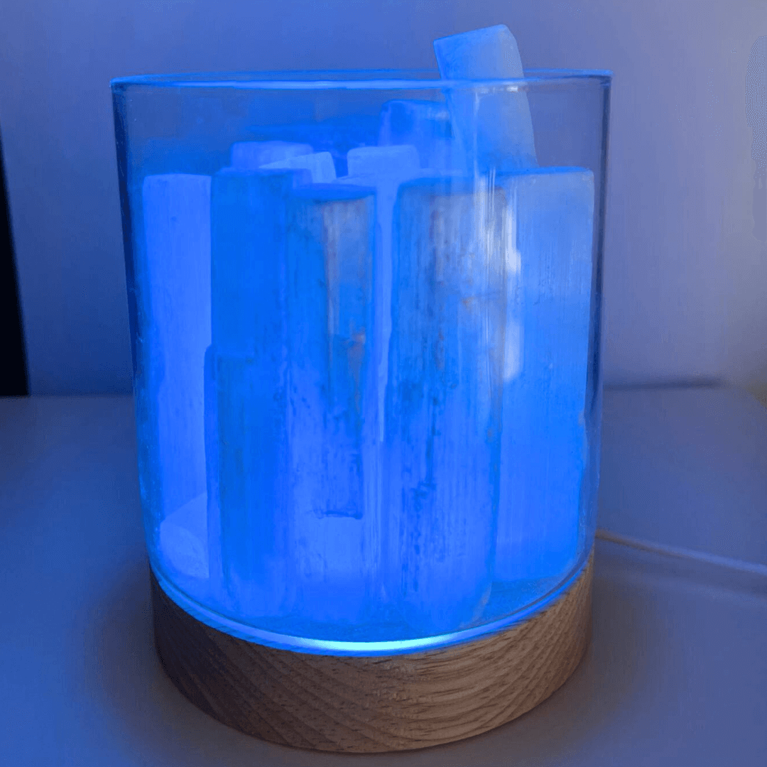 Lámpara de Selenita con Luz Led - Esencia para tu Hogar