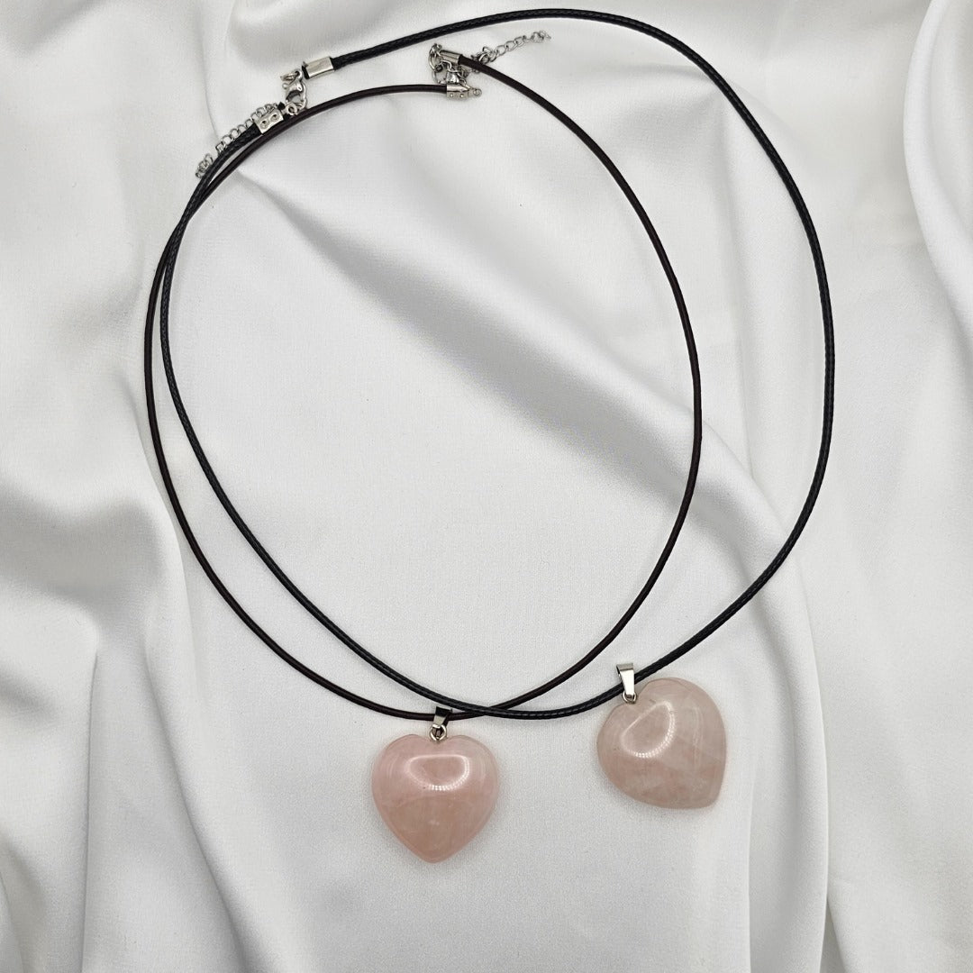 Colgante Corazon Cuarzo Rosa